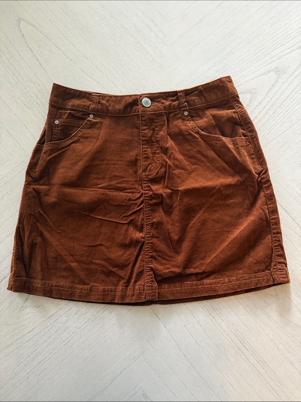 Copper Key Rust Orange Corduroy Mini Skirt - Size M-  [PH1118]